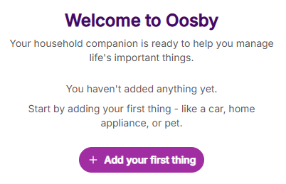 Getting started with Oosby - add your first thing