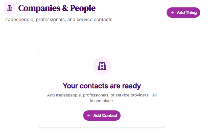 Oosby interface showing organized household sections